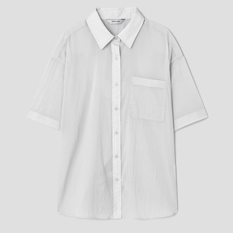 8 seconds Oversized Nylon Short Sleeve Shirt — Light Gray