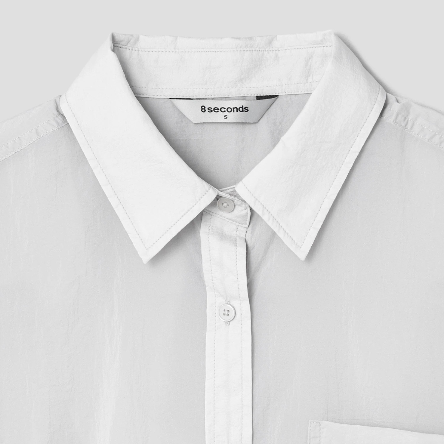 8 seconds Oversized Nylon Short Sleeve Shirt — Light Gray