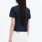 8 seconds Volume Sleeve Blouse — Navy