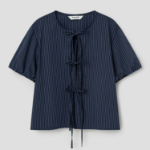8 seconds Volume Sleeve Blouse — Navy