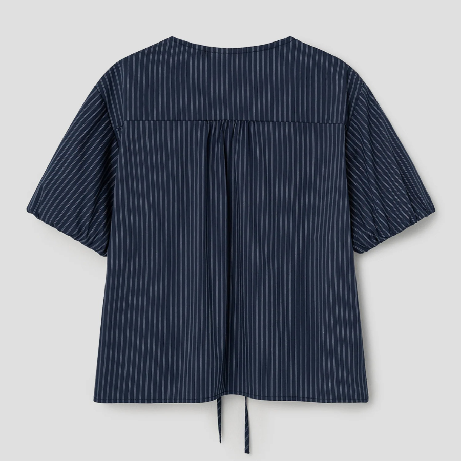 8 seconds Volume Sleeve Blouse — Navy