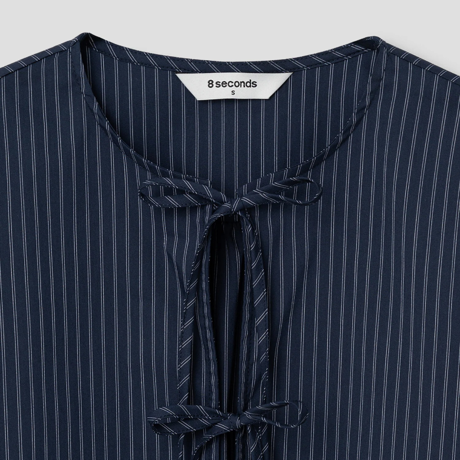 8 seconds Volume Sleeve Blouse — Navy