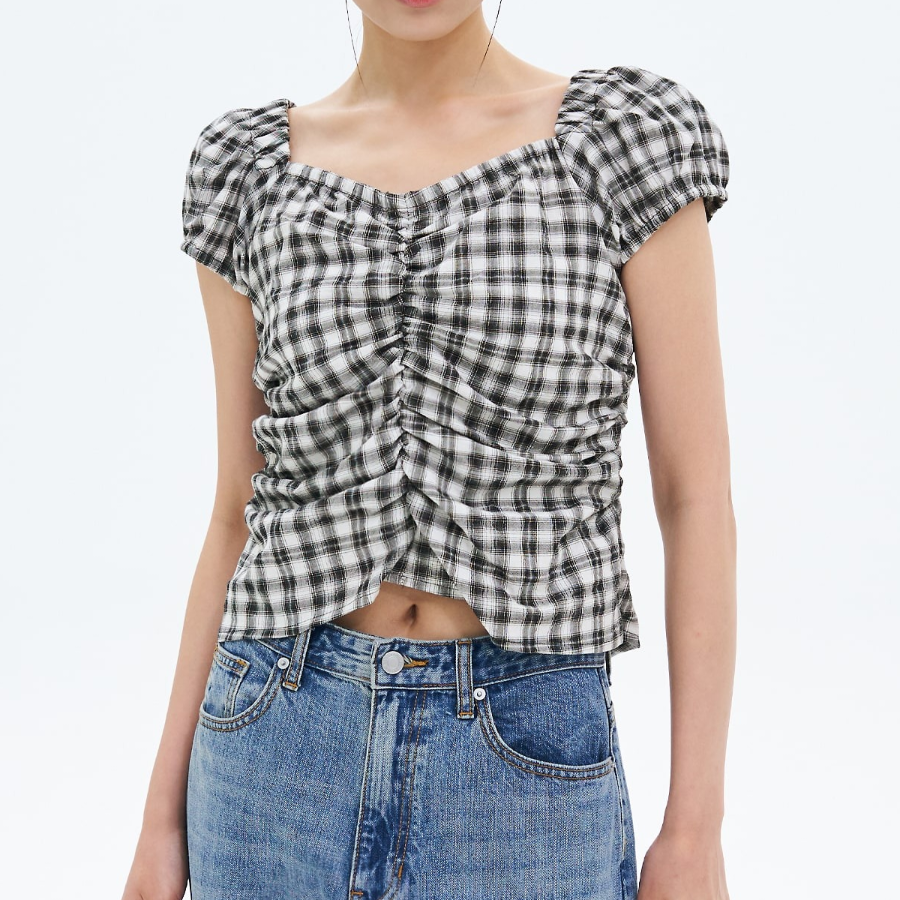 8 seconds Check Pattern Blouse — Black