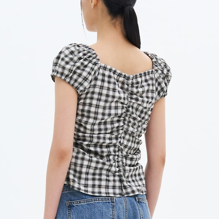 8 seconds Check Pattern Blouse — Black