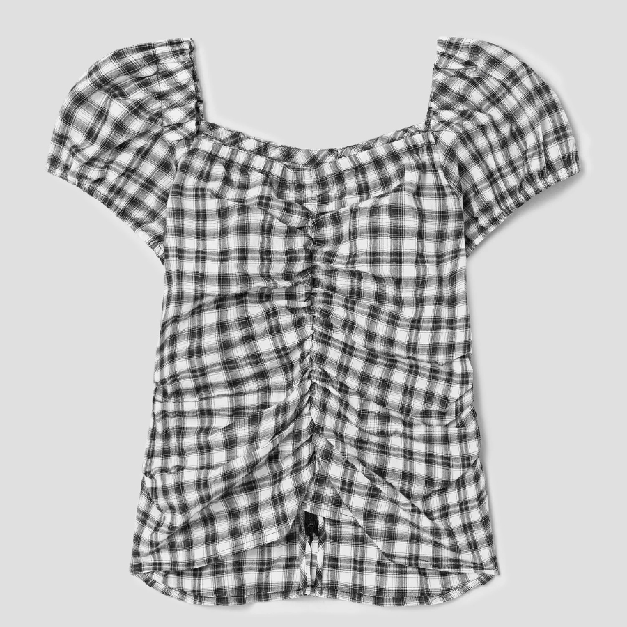 8 seconds Check Pattern Blouse — Black