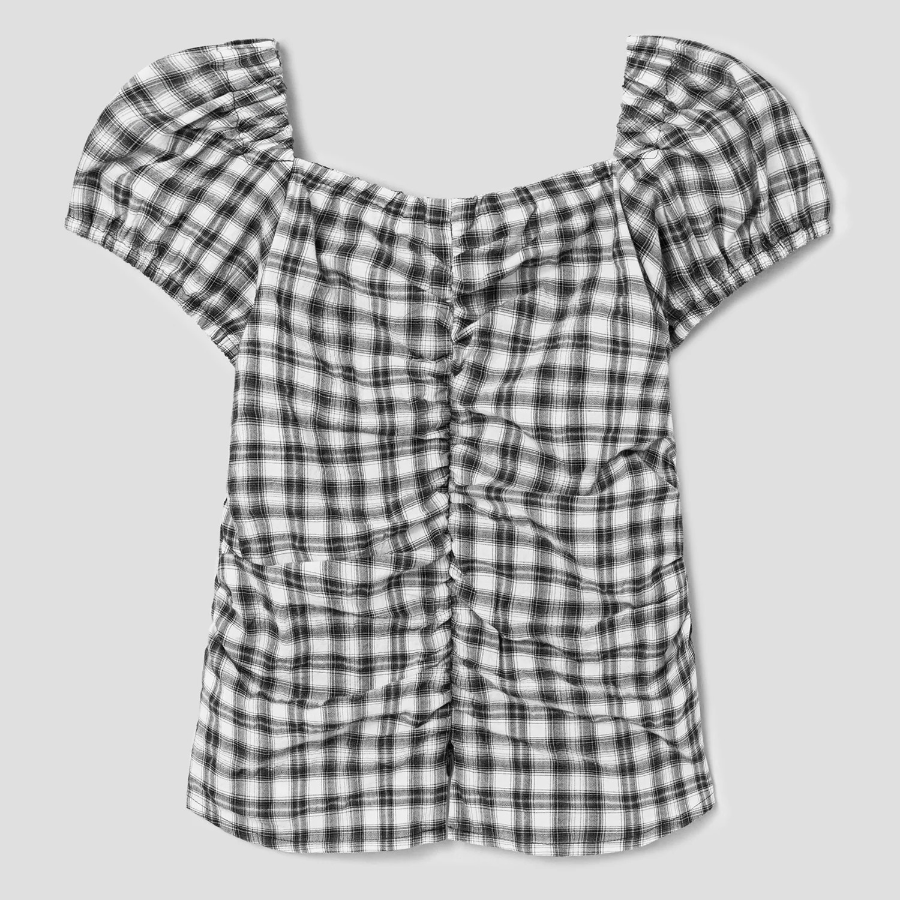 8 seconds Check Pattern Blouse — Black