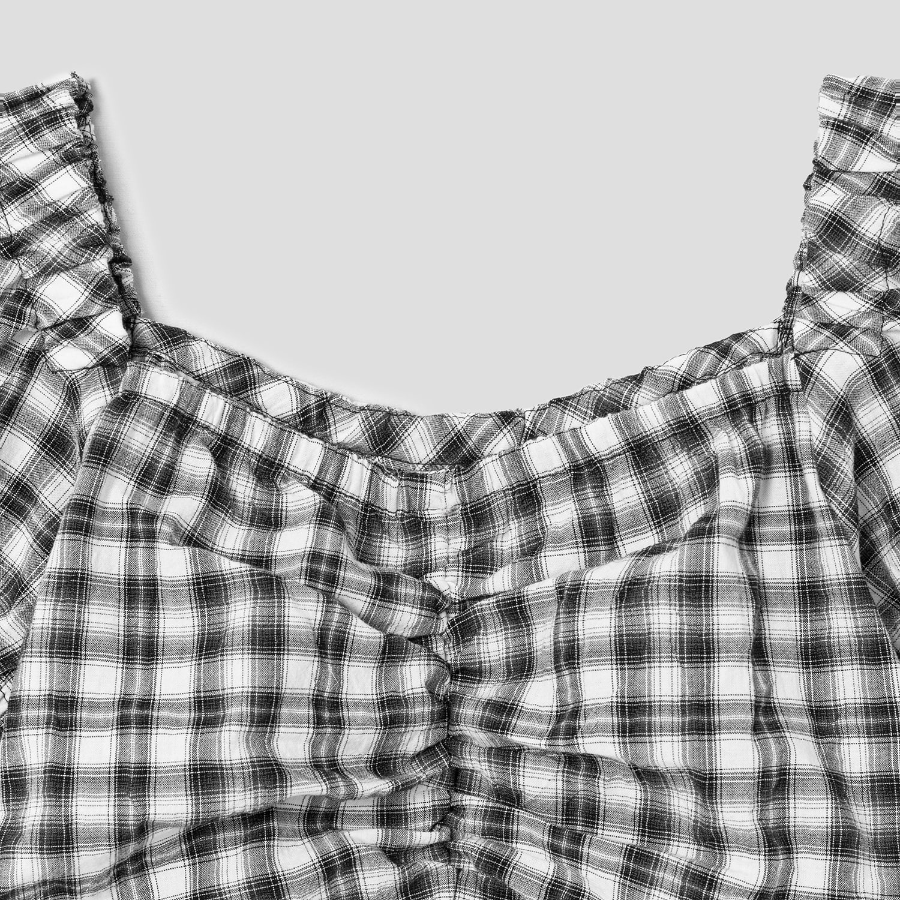 8 seconds Check Pattern Blouse — Black