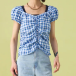 8 seconds Check Pattern Blouse — Sky Blue