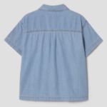 8 seconds Open Collar Denim Short Sleeve Shirt — Sky Blue