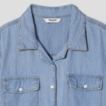 8 seconds Open Collar Denim Short Sleeve Shirt — Sky Blue