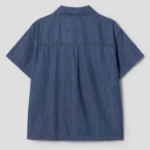 8 seconds Open Collar Denim Short Sleeve Shirt — Blue