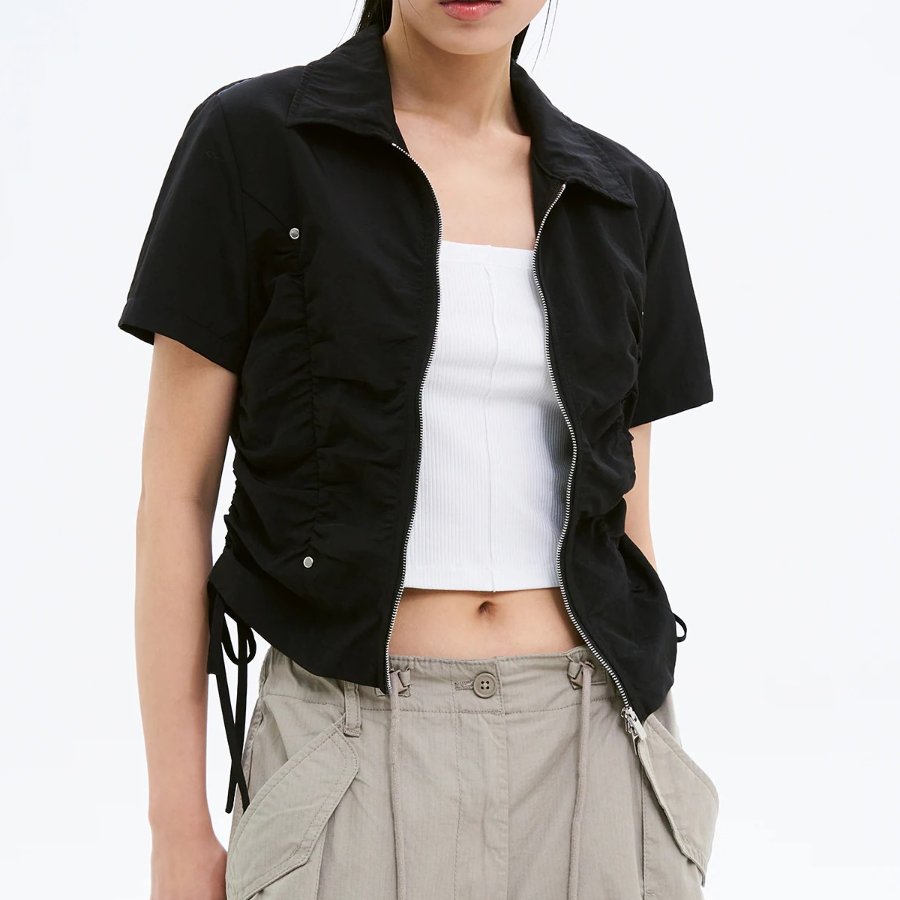 8 seconds Zip-Up Modified Shirt — Black