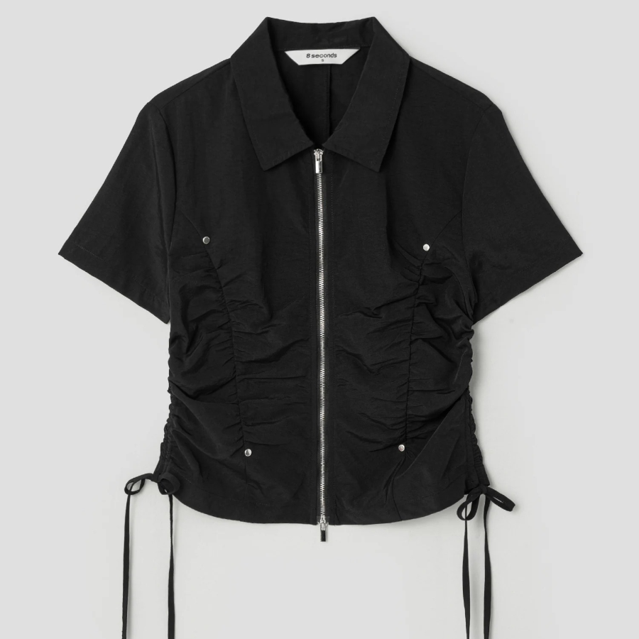 8 seconds Zip-Up Modified Shirt — Black