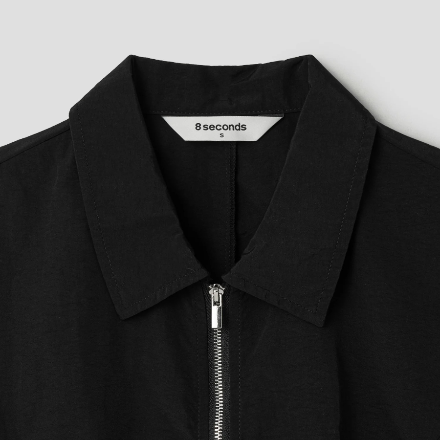 8 seconds Zip-Up Modified Shirt — Black
