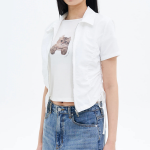 8 seconds Zip-Up Modified Shirt — White