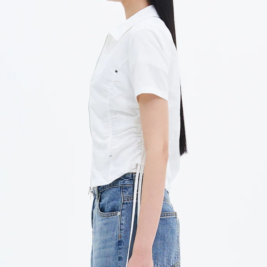 8 seconds Zip-Up Modified Shirt — White