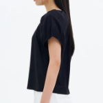8 seconds Cotton Color-Block Short Sleeve Blouse — Navy