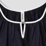 8 seconds Cotton Color-Block Short Sleeve Blouse — Navy