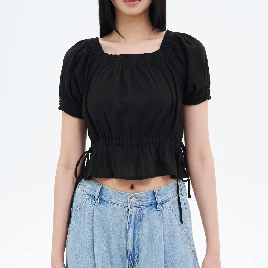 8 seconds Square Neck Blouse — Black