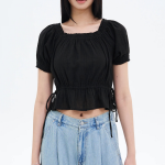 8 seconds Square Neck Blouse — Black