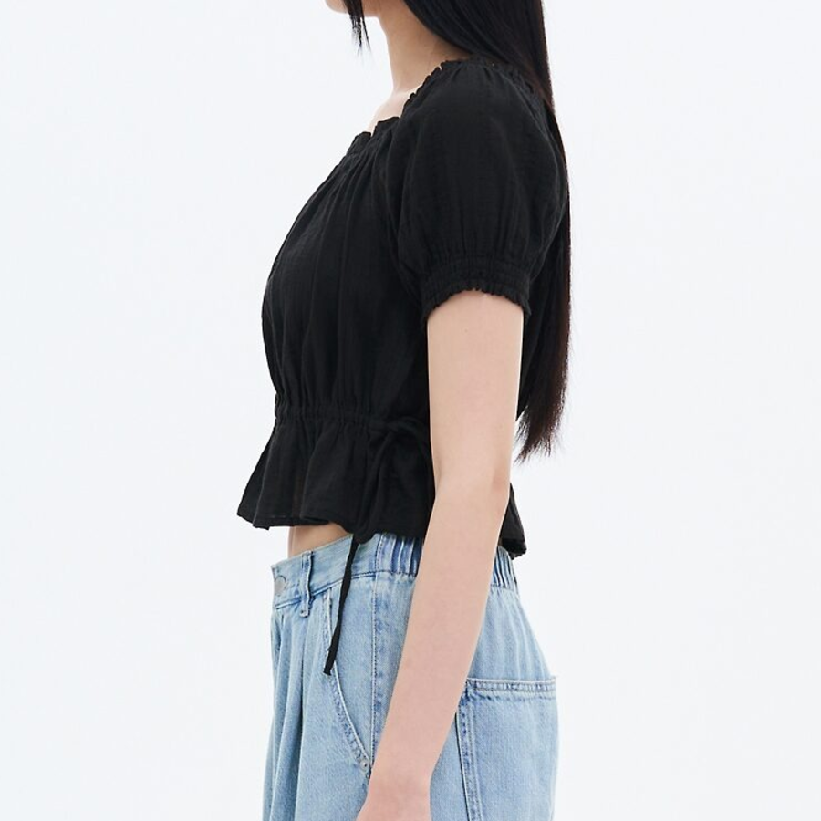 8 seconds Square Neck Blouse — Black