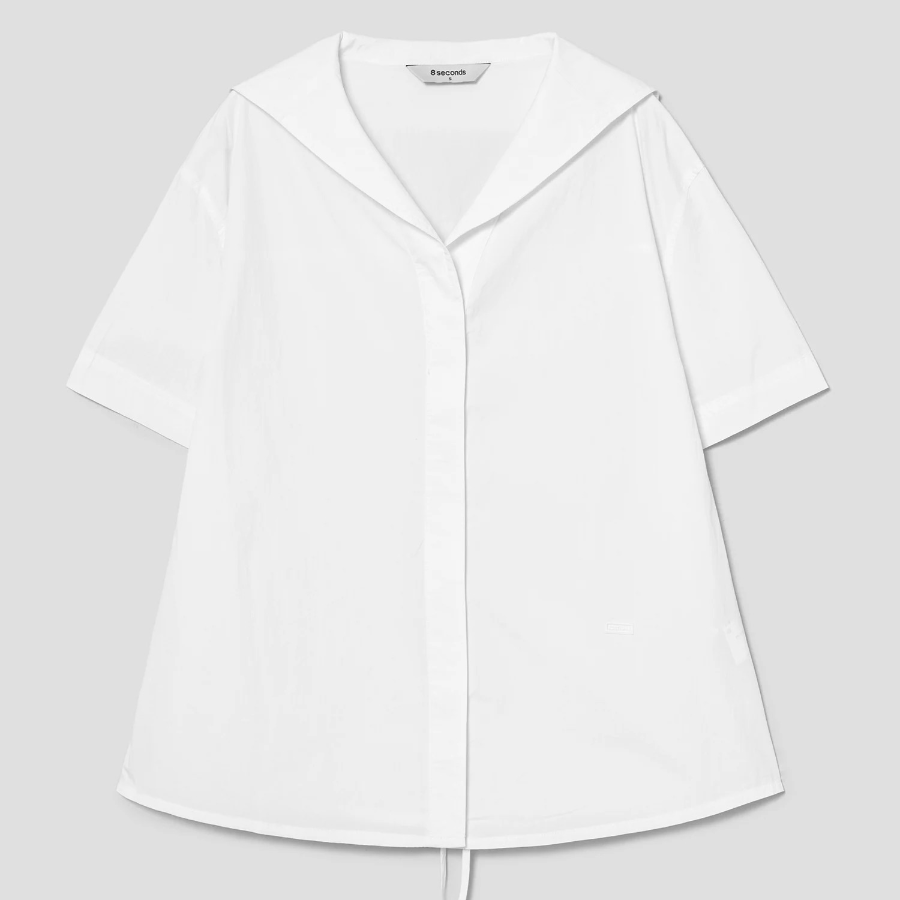 8 seconds Sailor Collar Blouse — White