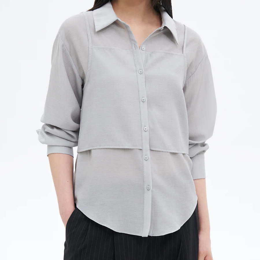 8 seconds Sleeveless Top Layered Shirt — Ash