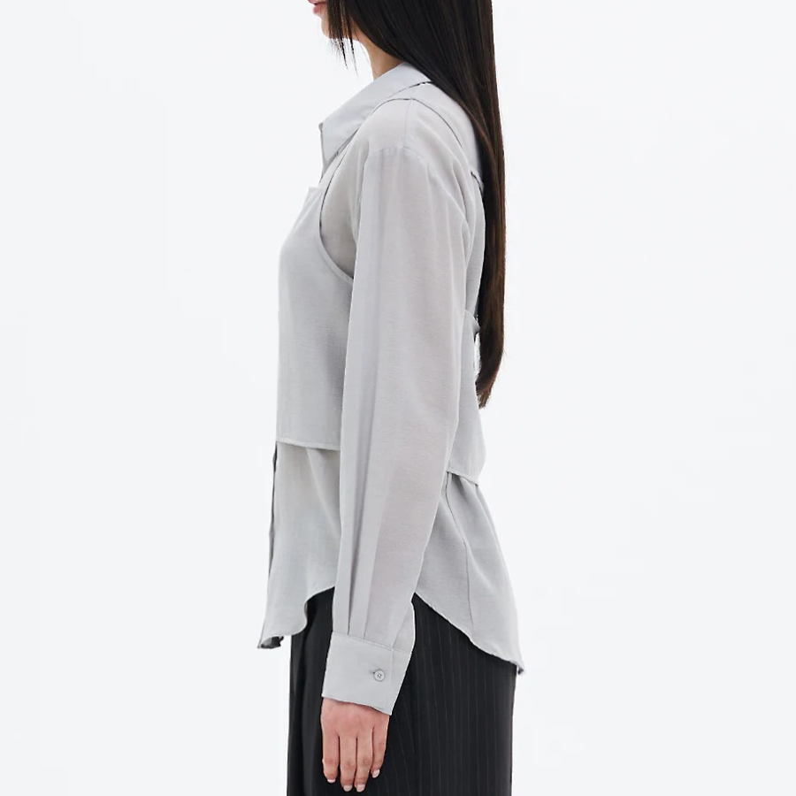 8 seconds Sleeveless Top Layered Shirt — Ash