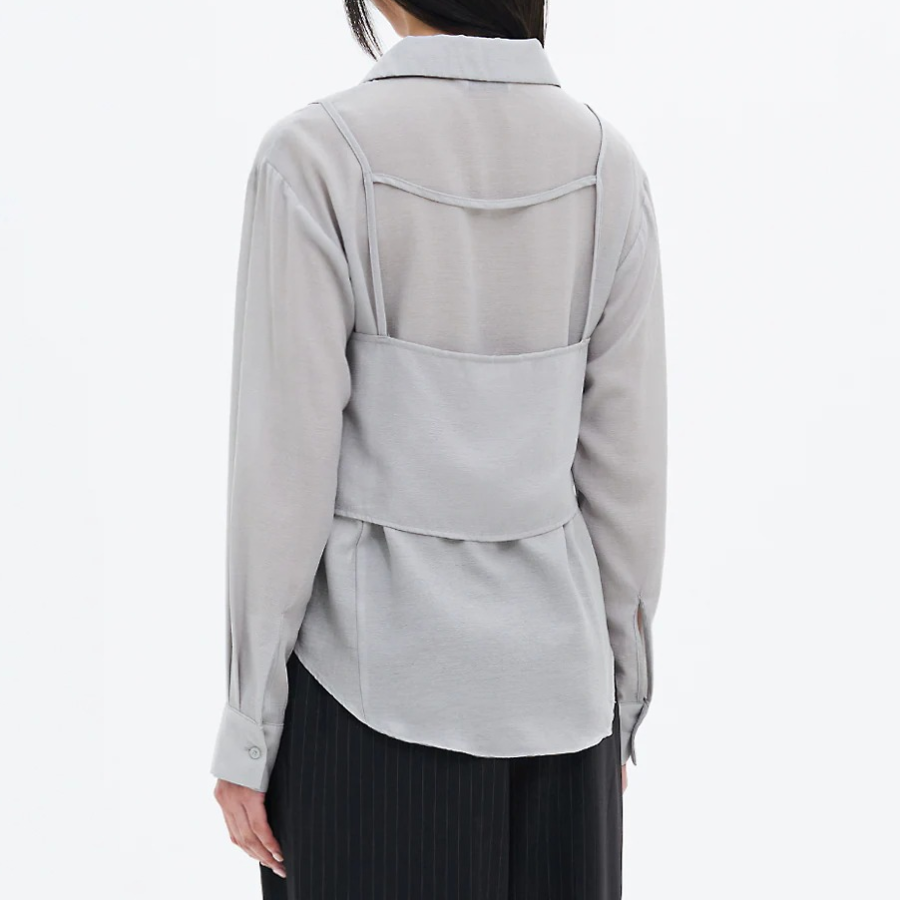 8 seconds Sleeveless Top Layered Shirt — Ash