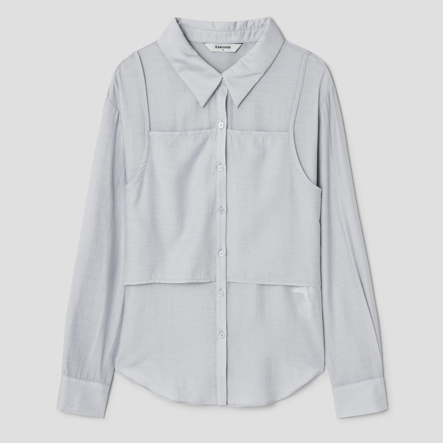 8 seconds Sleeveless Top Layered Shirt — Ash