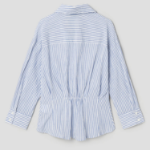 8 seconds Stripe String Collar Modified Blouse — Sky Blue