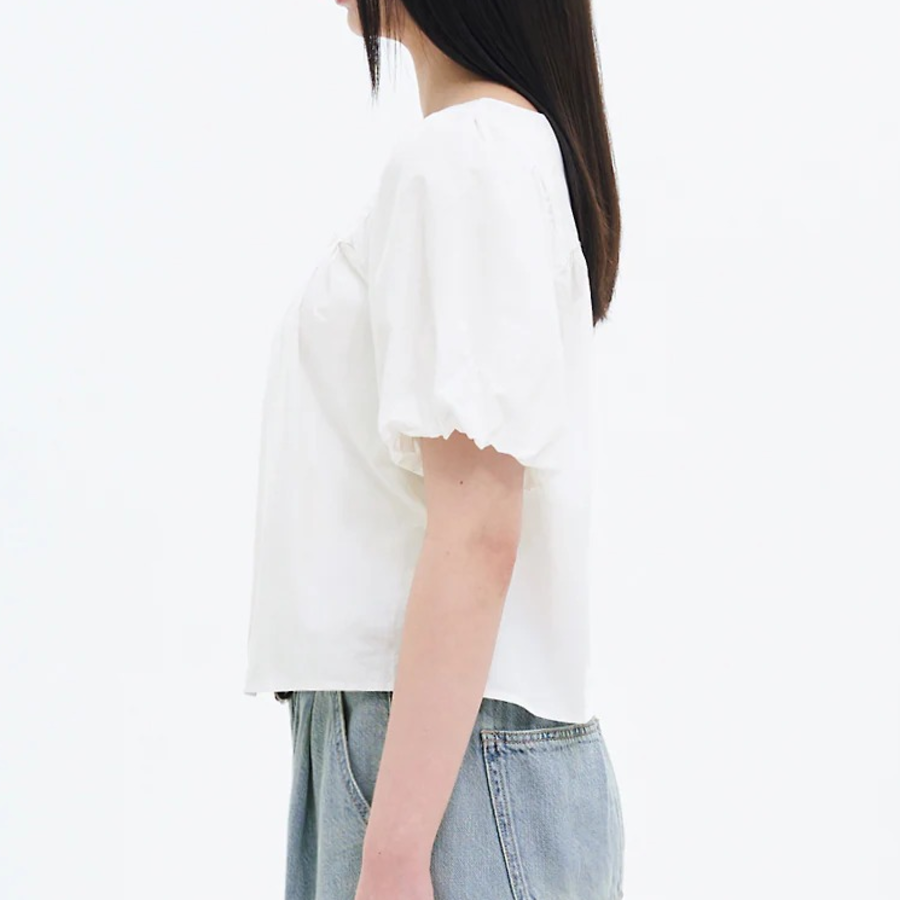 8 seconds 60s Cotton Sleeve Volume Blouse — White