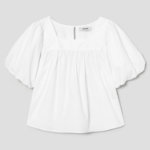 8 seconds 60s Cotton Sleeve Volume Blouse — White