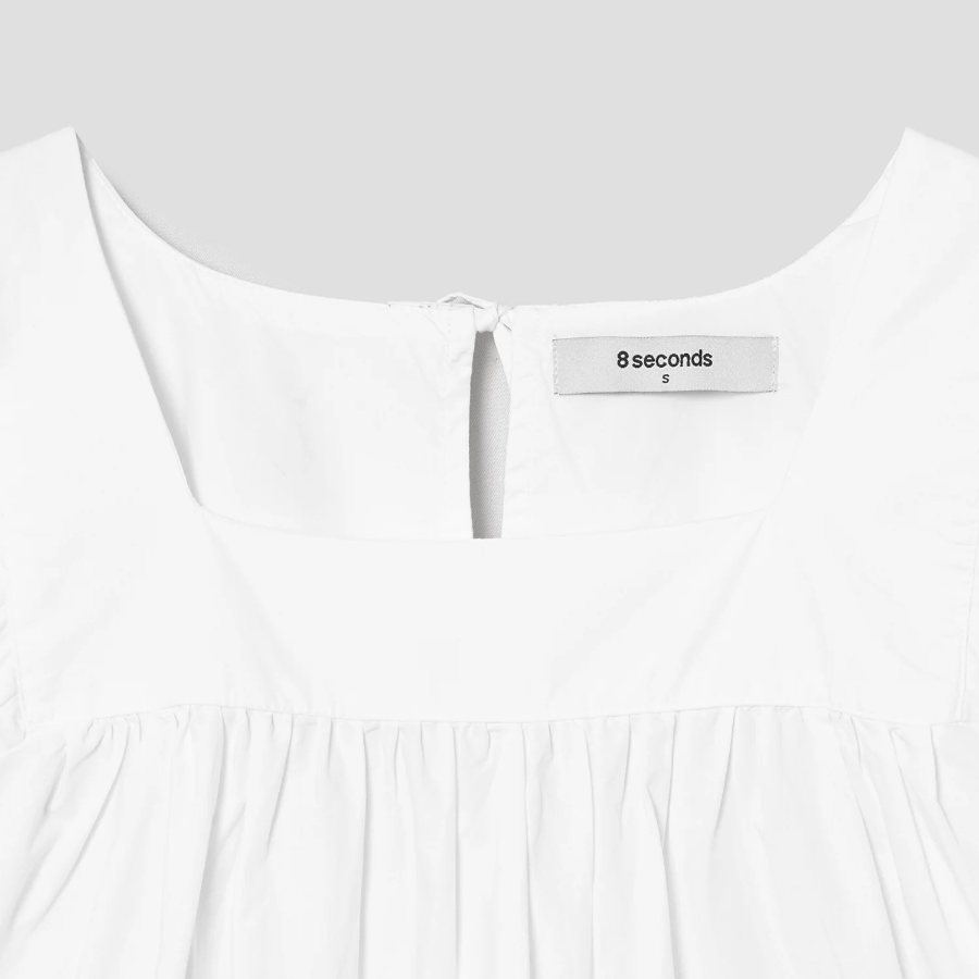 8 seconds 60s Cotton Sleeve Volume Blouse — White