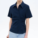 8 seconds Side Shirring Blouse — Navy
