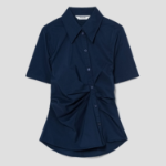 8 seconds Side Shirring Blouse — Navy