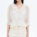 8 seconds Embroidered Frill Blouse — Ivory