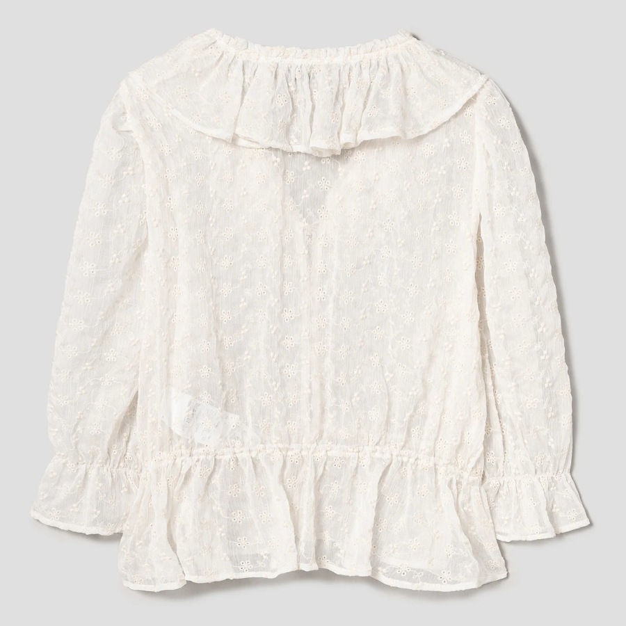 8 seconds Embroidered Frill Blouse — Ivory
