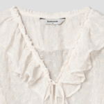 8 seconds Embroidered Frill Blouse — Ivory