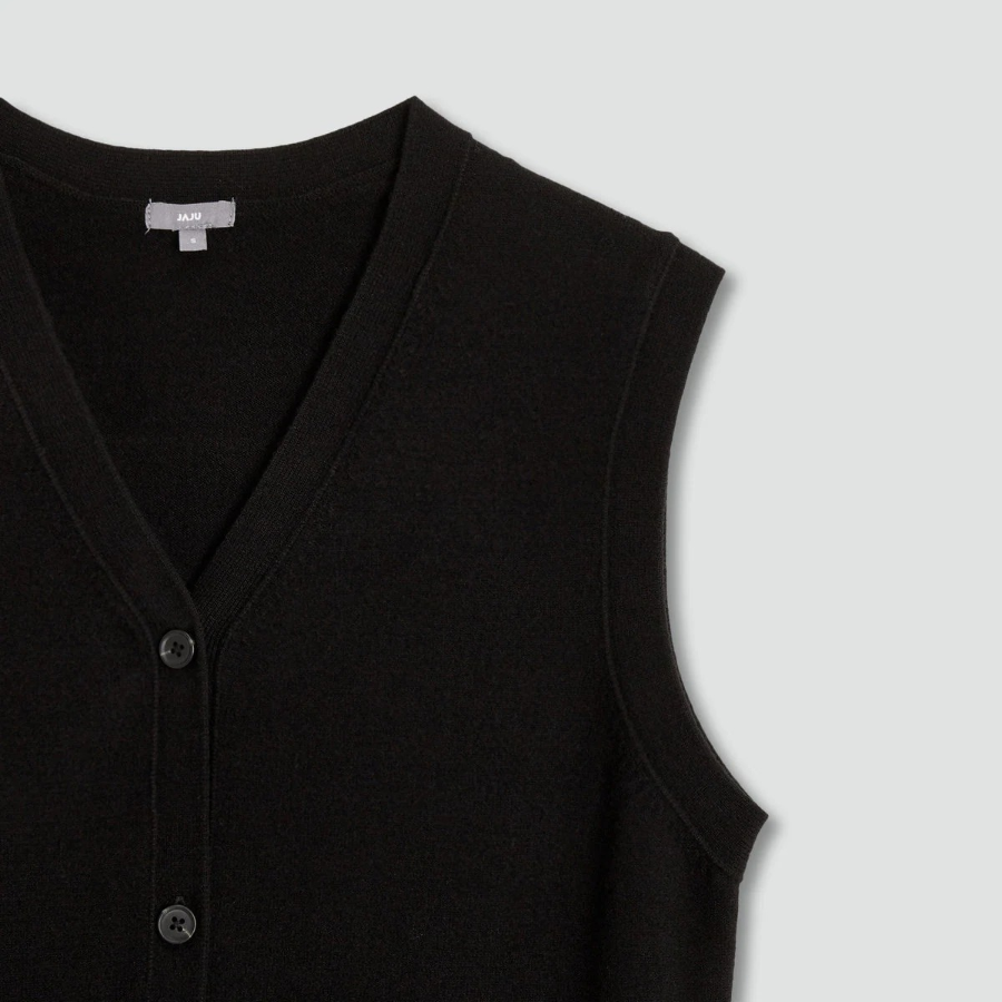 JAJU Button Vest – Black
