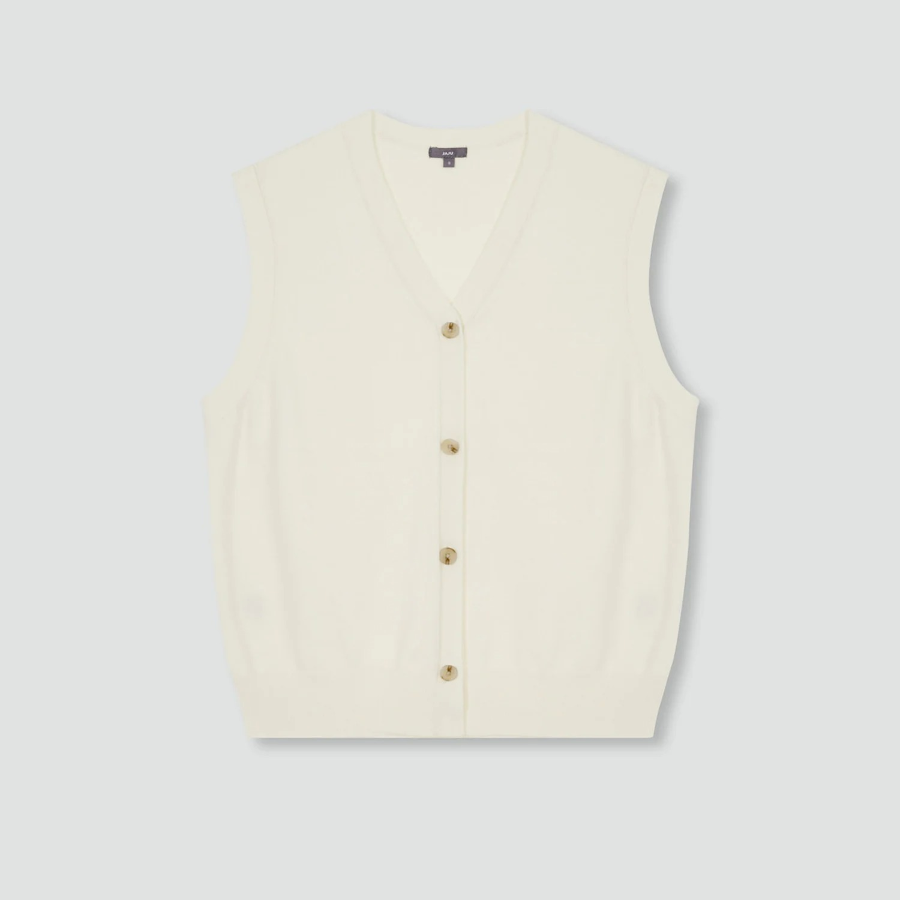 JAJU Button Vest – Ivory