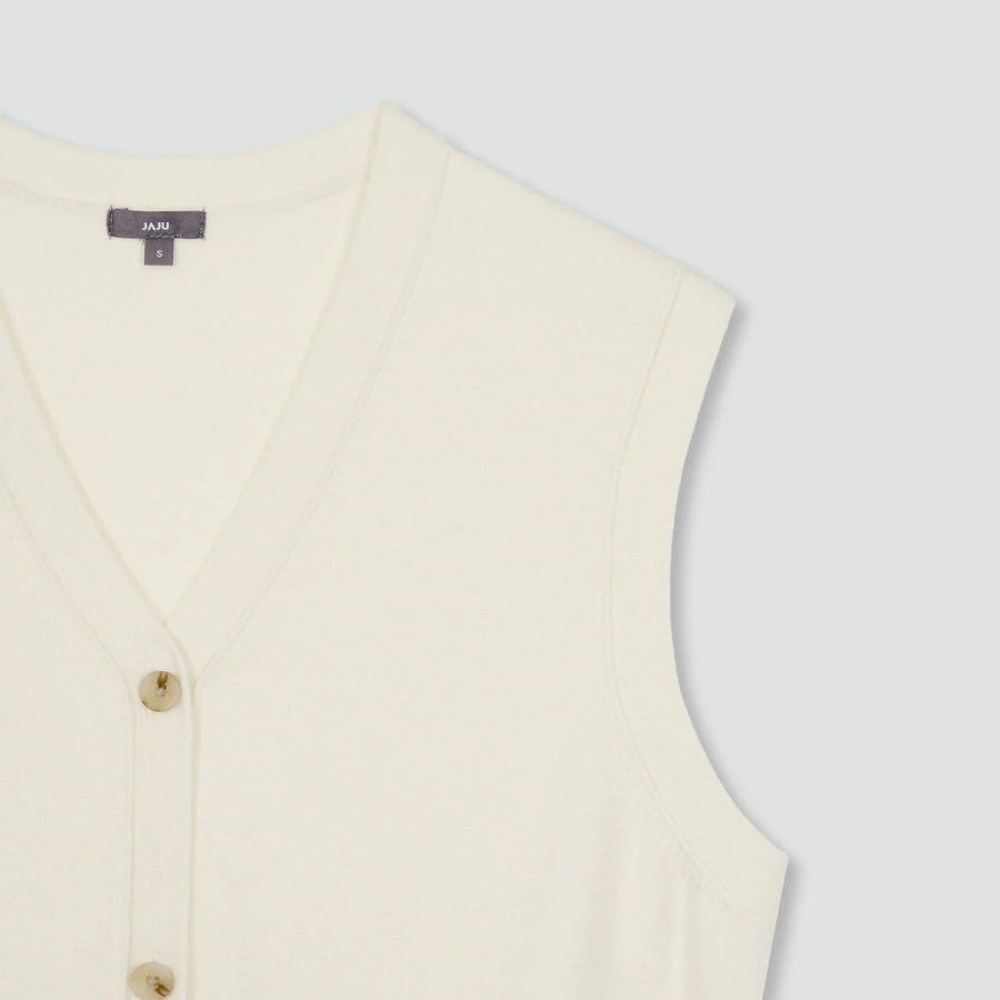 JAJU Button Vest – Ivory