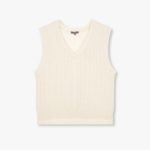 JAJU V-Neck Cable Vest – Beige