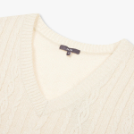 JAJU V-Neck Cable Vest – Beige