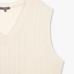 JAJU V-Neck Cable Vest – Beige