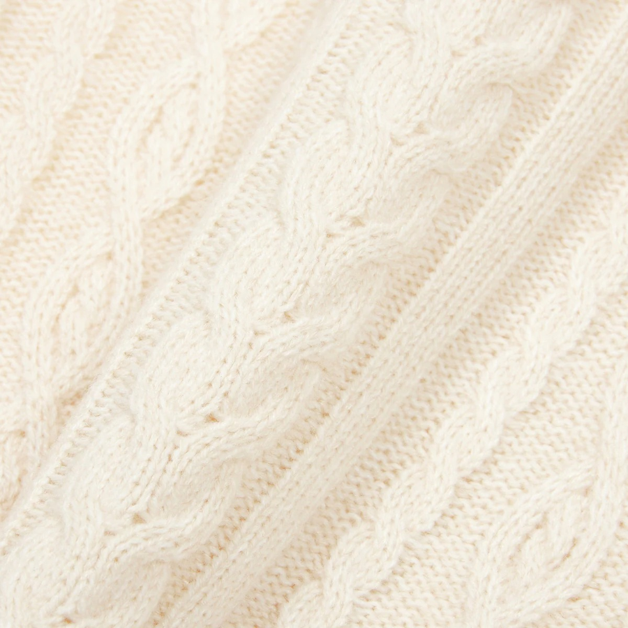 JAJU V-Neck Cable Vest – Beige