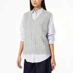 JAJU V-Neck Cable Vest – Melange Grey