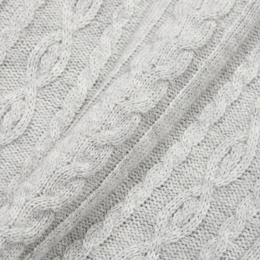 JAJU V-Neck Cable Vest – Melange Grey