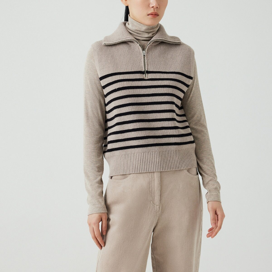 JAJU Half-Zip Vest – Light Beige