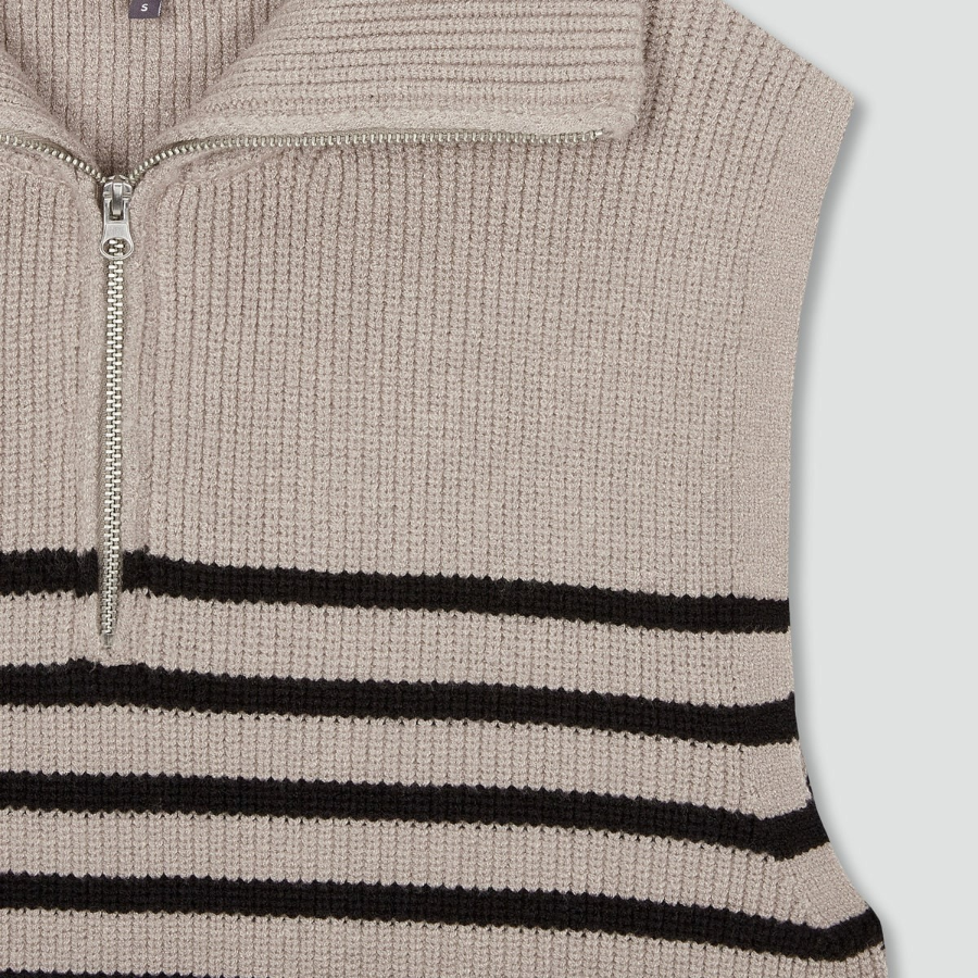 JAJU Half-Zip Vest – Light Beige